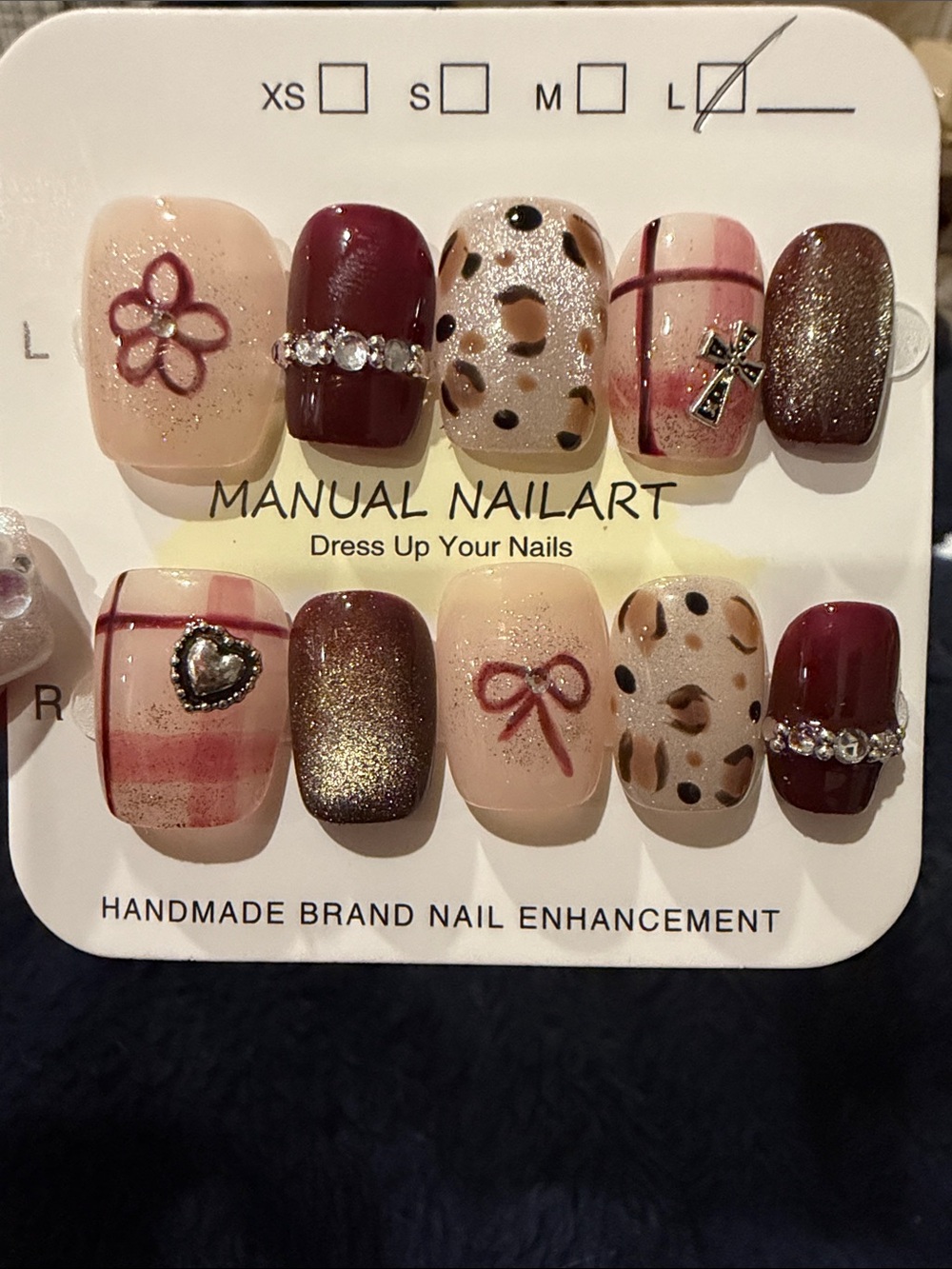 Burgundy & Nude handmade acrylic Press-On Nail Set